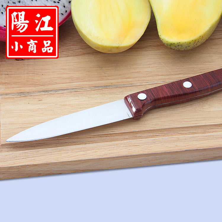 Street stall supply two yuan store fruit knife wood grain stainless steel peel knife household knife vegetable and fruit peeling knife wholesale