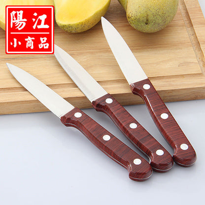 Street stall supply two yuan store fruit knife wood grain stainless steel peel knife household knife vegetable and fruit peeling knife wholesale