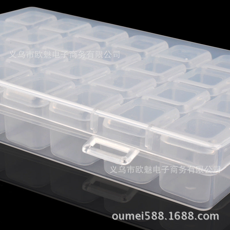 Nail art tool 28 compartment storage box jewelry box assemble and disassemble plastic box nail jewelry packaging box anti-fall