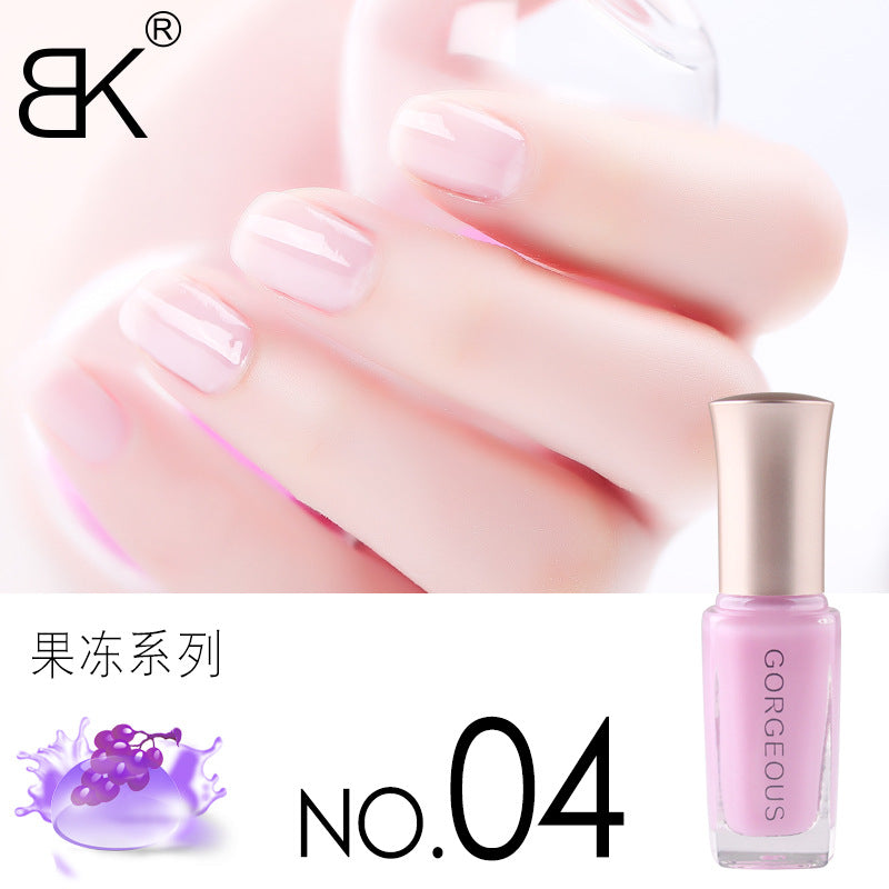 Only for foreign trade BK translucent jelly nail polish ice transparent candy gentle net red nude color quick drying long-lasting can not be peeled off 