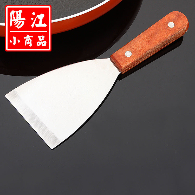 Spot wooden handle teppanyaki frying shovel chef special steak shovel small oblique pancake shovel stainless steel Pisa shovel