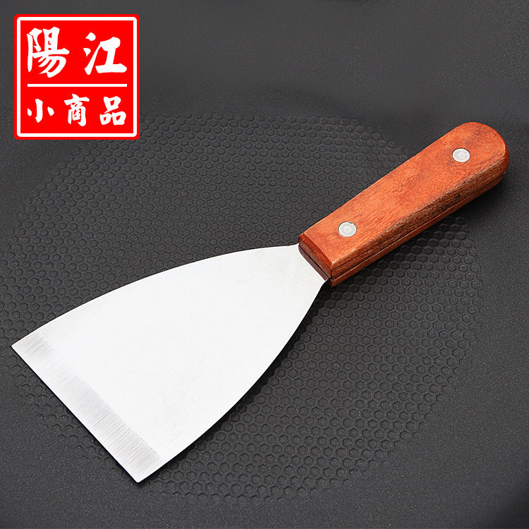 Spot wooden handle teppanyaki frying shovel chef special steak shovel small oblique pancake shovel stainless steel Pisa shovel