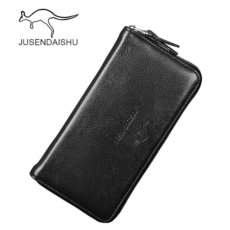 Jusen Kangaroo New Men's Clutch Bag PU Casual Clutch Wallet