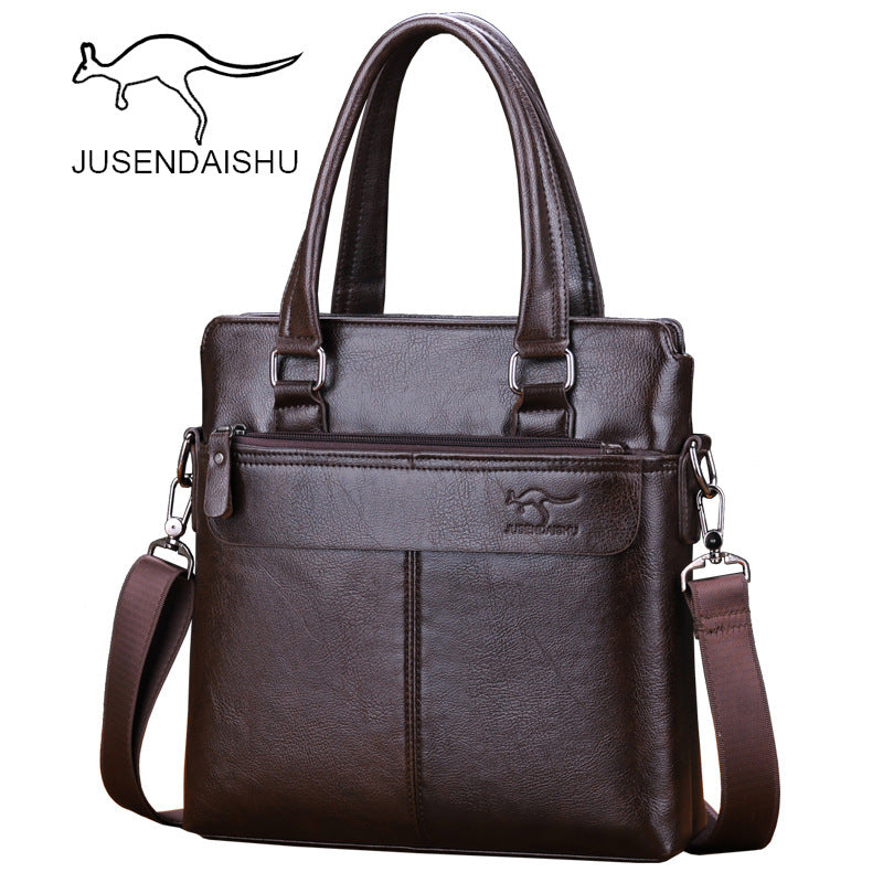 Jusen Kangaroo Men's Bag Horizontal Portable Business Briefcase Shoulder Bag Crossbody Bag ការដឹកជញ្ជូនកាបូបបុរស 