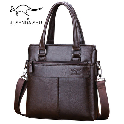 Jusen Kangaroo Men's Bag Horizontal Portable Business Briefcase Shoulder Bag Crossbody Bag ការដឹកជញ្ជូនកាបូបបុរស 