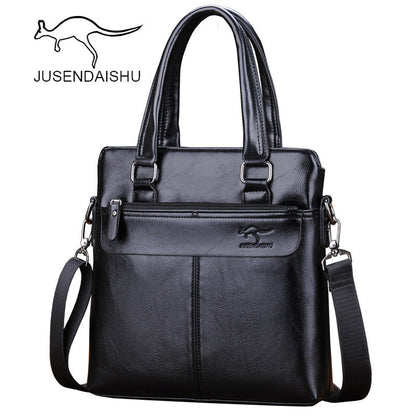 Jusen Kangaroo Men's Bag Horizontal Portable Business Briefcase Shoulder Bag Crossbody Bag ការដឹកជញ្ជូនកាបូបបុរស 