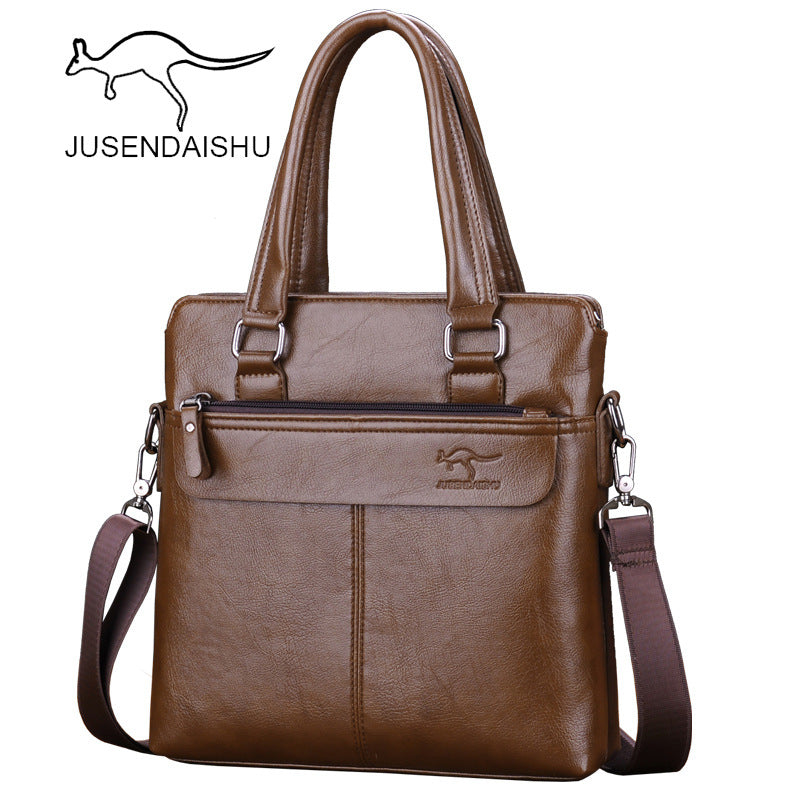 Jusen Kangaroo Men's Bag Horizontal Portable Business Briefcase Shoulder Bag Crossbody Bag ការដឹកជញ្ជូនកាបូបបុរស 