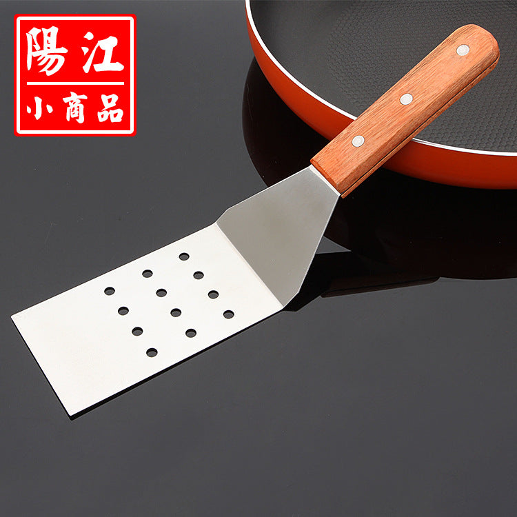 Wooden handle stainless steel cooking shovel hotel supplies steak cooking shovel baking tools pancake shovel spot