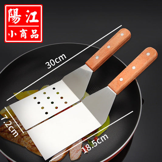 Wooden handle stainless steel cooking shovel hotel supplies steak cooking shovel baking tools pancake shovel spot