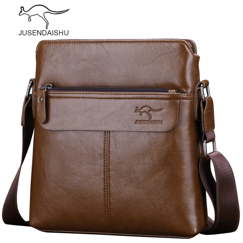 Jusen Kangaroo Men's Bag Horizontal Portable Business Briefcase Shoulder Bag Crossbody Bag ការដឹកជញ្ជូនកាបូបបុរស 