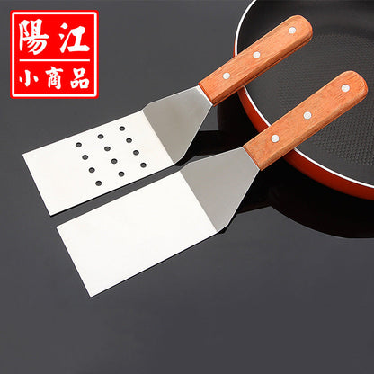 Wooden handle stainless steel cooking shovel hotel supplies steak cooking shovel baking tools pancake shovel spot