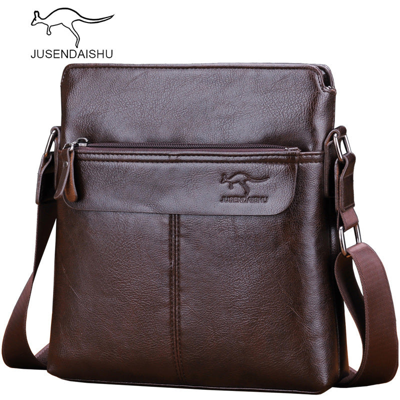 Jusen Kangaroo Men's Bag Horizontal Portable Business Briefcase Shoulder Bag Crossbody Bag ការដឹកជញ្ជូនកាបូបបុរស 