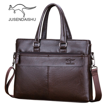 Jusen Kangaroo Men's Bag Horizontal Portable Business Briefcase Shoulder Bag Crossbody Bag ការដឹកជញ្ជូនកាបូបបុរស 