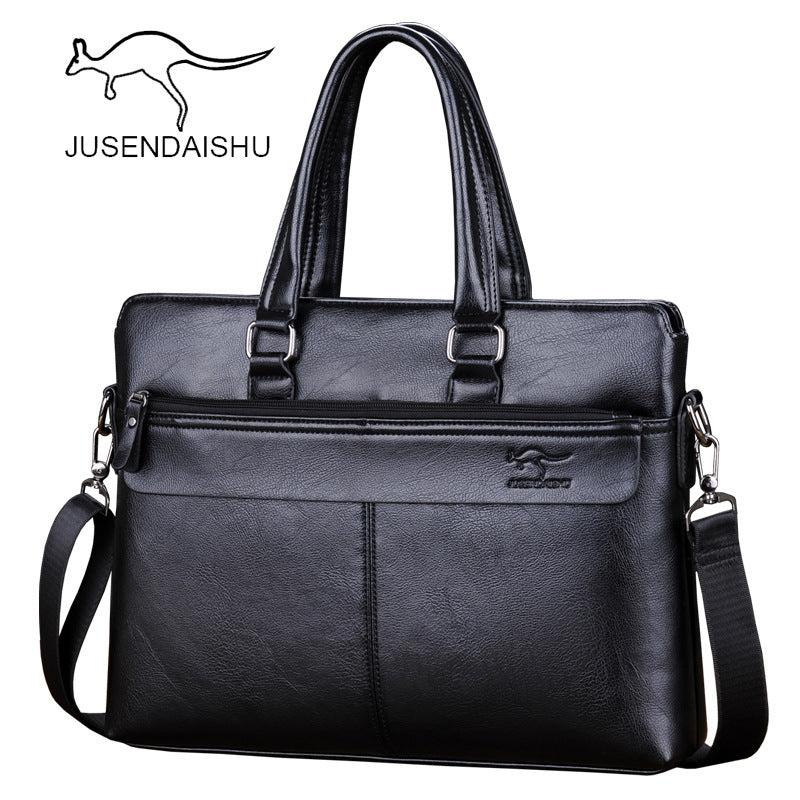 Jusen Kangaroo Men's Bag Horizontal Portable Business Briefcase Shoulder Bag Crossbody Bag ការដឹកជញ្ជូនកាបូបបុរស 