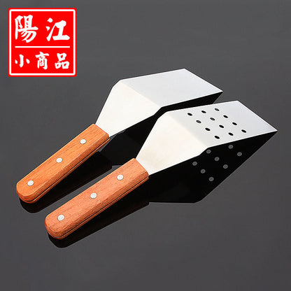 Wooden handle stainless steel cooking shovel hotel supplies steak cooking shovel baking tools pancake shovel spot