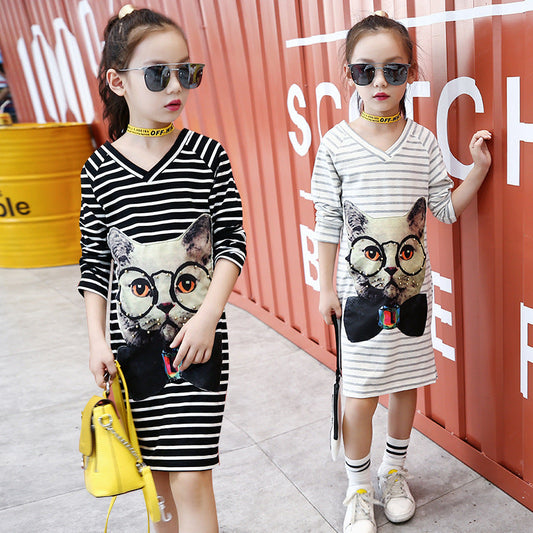 Girls T-shirt 2024 new spring and autumn long-sleeved children's medium and large children's medium and long T-shirt tops bottoming shirts fashionable