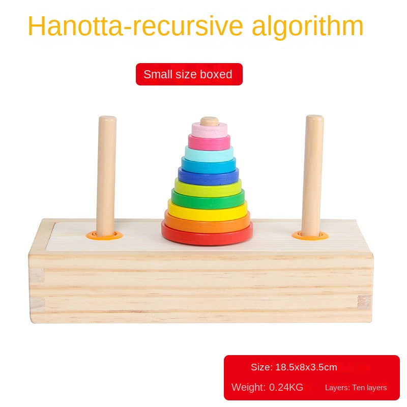 Tower of Hanoi wooden ten-layer early childhood education children's intelligence eight-layer primary school students logical thinking clearance toy Tower of Hanoi