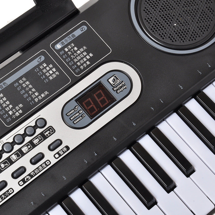 Large black electronic piano 76CM entry-level 61-key piano keyboard multi-function microphone simulation children's musical instrument