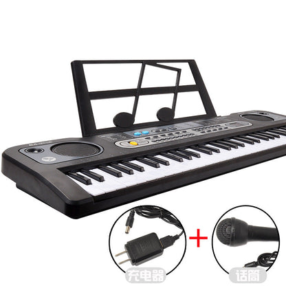 Large black electronic piano 76CM entry-level 61-key piano keyboard multi-function microphone simulation children's musical instrument