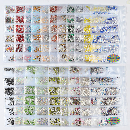 Cross-border nail art s rhinestone flat bottom diamond nail art accessories mixed color 6-grid nail accessories diy diamond stickers materials wholesale