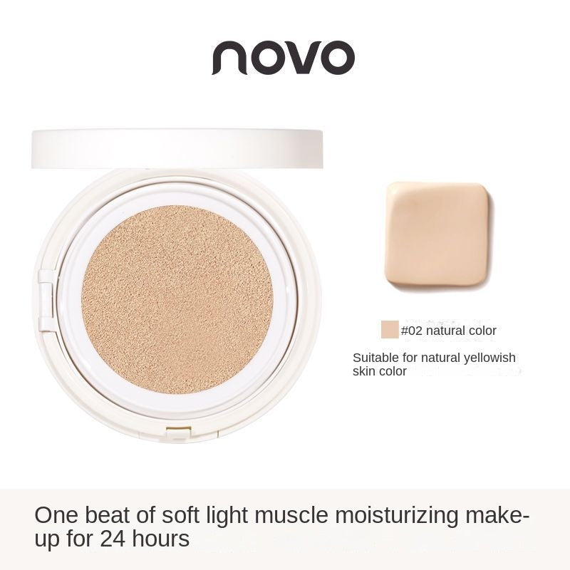 NOVO Cushion ម្សៅទ្រនាប់ ជួយការពារកំដៅថ្ងៃ បិទបាំងស្នាមខ្ពស់ មិនងាយប្រតាក ផ្តល់សំណើមដល់ស្បែក ការពារជាតិខ្លាញ់ ជាប់បានយូរ មិនបាច់លុបគ្រឿងសម្អាង បោះដុំ