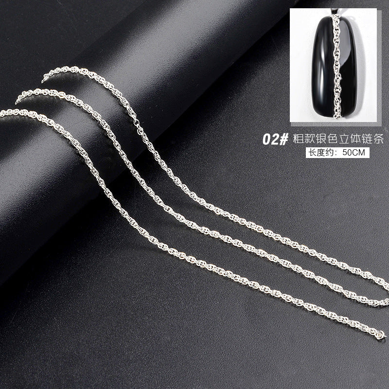 Cross-border Japanese nail chain ultra-fine zipper nail jewelry nail decoration chain nail metal chain