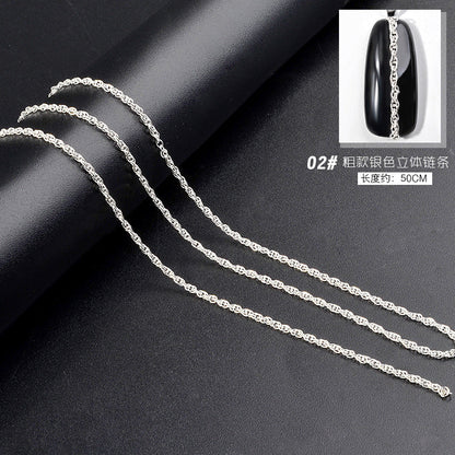 Cross-border Japanese nail chain ultra-fine zipper nail jewelry nail decoration chain nail metal chain