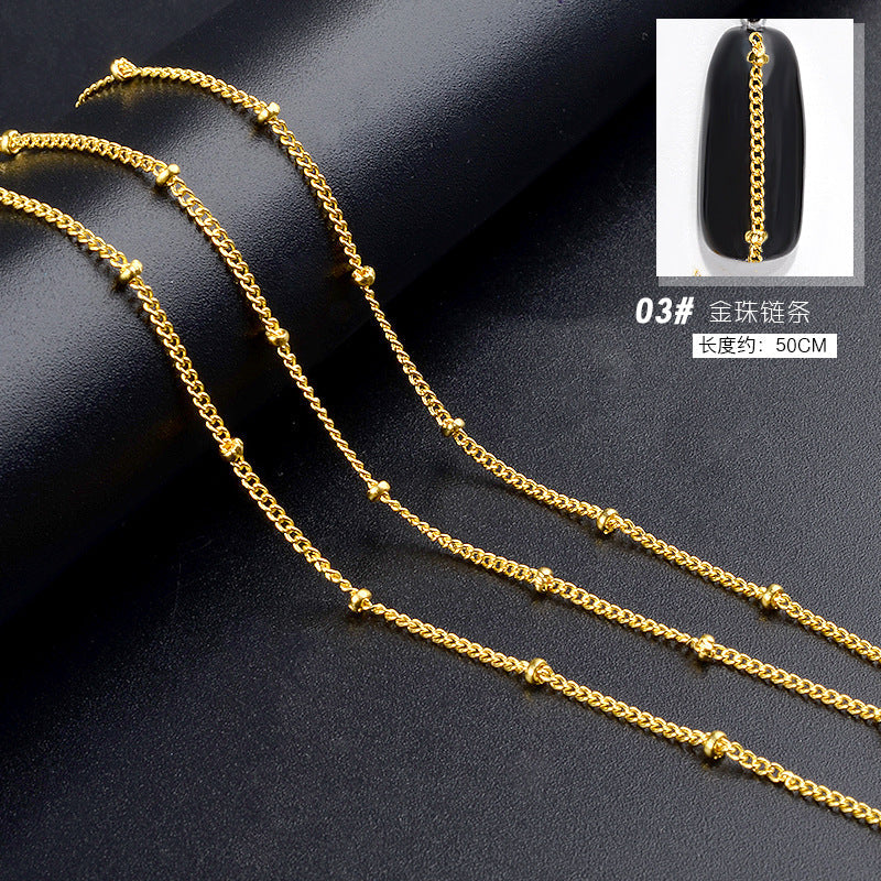 Cross-border Japanese nail chain ultra-fine zipper nail jewelry nail decoration chain nail metal chain