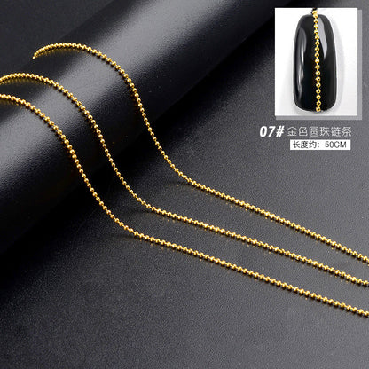 Cross-border Japanese nail chain ultra-fine zipper nail jewelry nail decoration chain nail metal chain