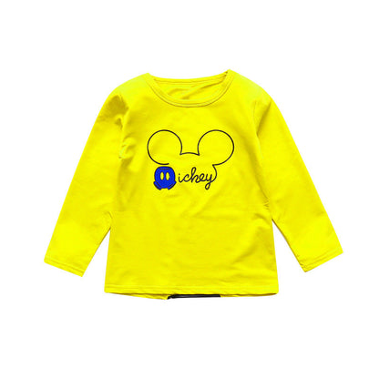 Girls long-sleeved bottoming shirt 2024 new spring and autumn cotton stylish children's pullover knitted tops T-shirts for big and small children