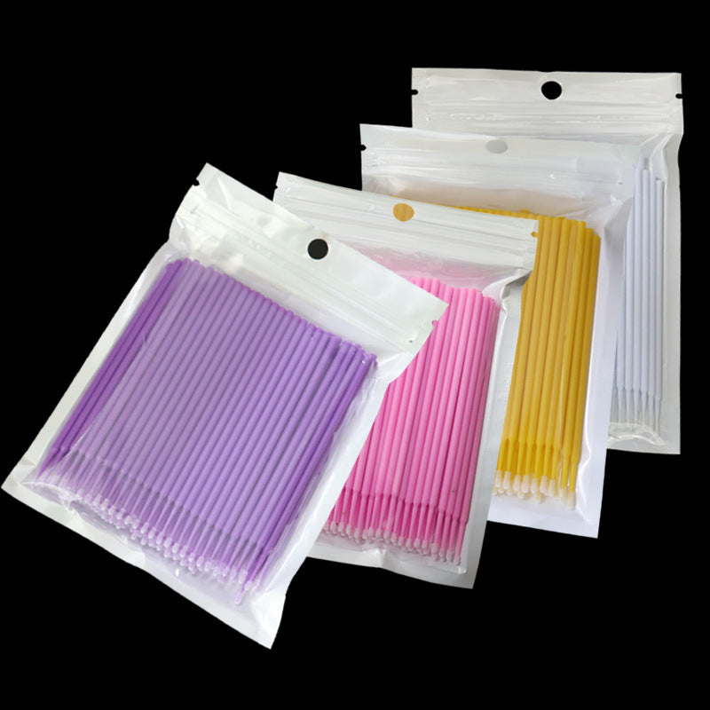 Wholesale grafting eyelash removal cotton swabs cosmetic cleaning cotton swabs cleaning cotton swab sticks multi-color bag 100 pcs