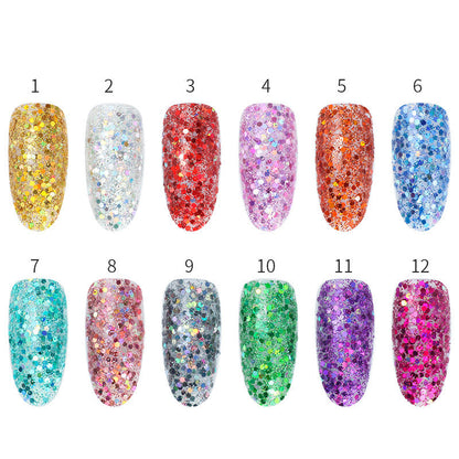 Zhifei nail polish sequins 1g mixed sequins flash hexagonal sequins laser hexagonal glitter powder brilliant fine powder