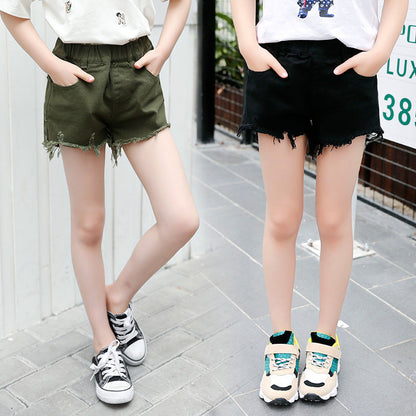 Girls shorts 2024 new summer style cotton children's casual girls beach pants outerwear pants