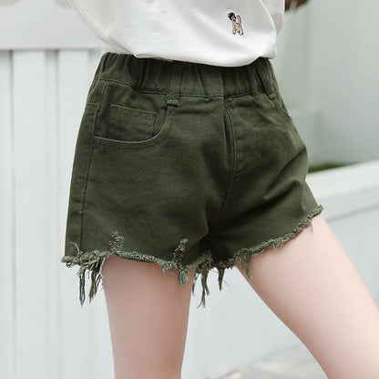 Girls shorts 2024 new summer style cotton children's casual girls beach pants outerwear pants