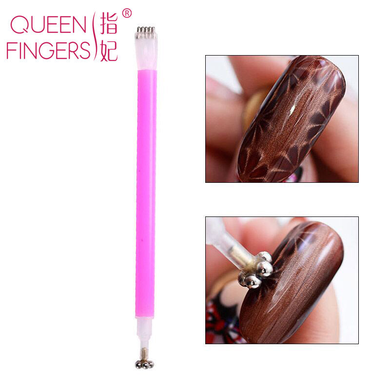 Nail tools wholesale double head cat eye magnet pen magnetic pen plum blossom branding magnetic shape magic pen magnetic pen