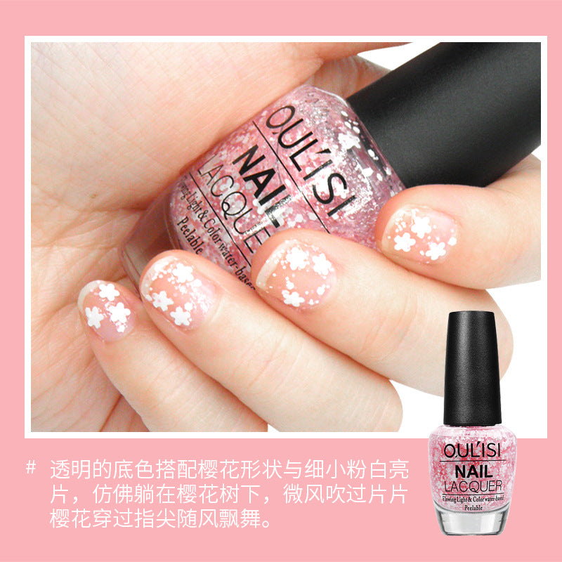 Olis Sakura Nail Polish 15ml Fairy Petal Color Sakura Rain Water-based Peelable Wholesale Cosmetics Makeup