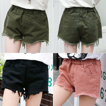 Girls shorts 2024 new summer style cotton children's casual girls beach pants outerwear pants