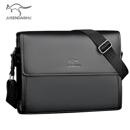 Jusen Kangaroo Men's Bag Shoulder Bag Men's Bag Business Messenger Briefcase កាបូបស្ពាយបុរសធម្មតា 