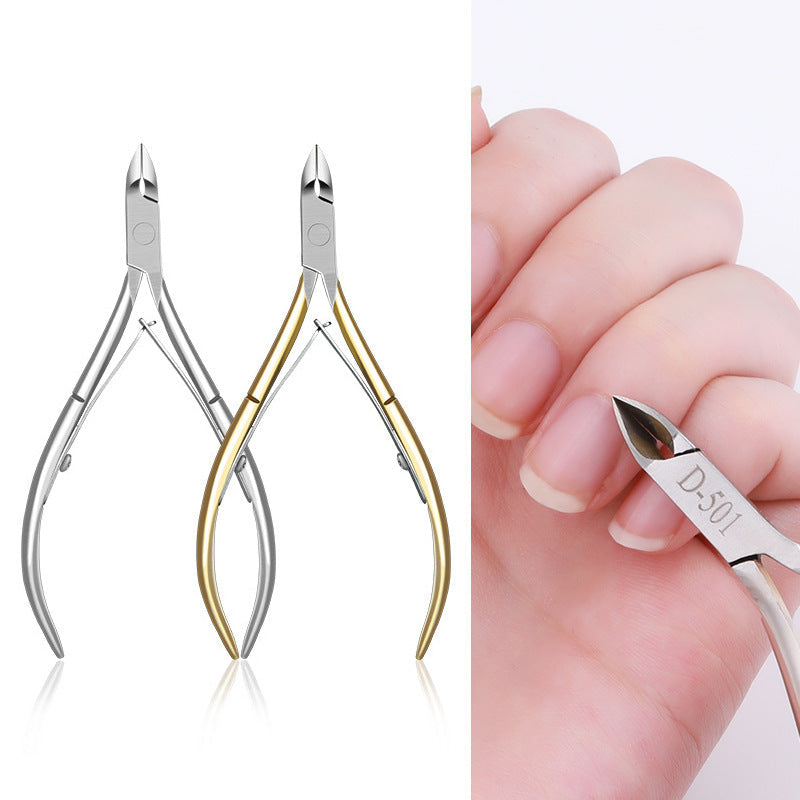 Nail art dead skin scissors, dead skin and barbs nail clippers, gold and silver stainless steel nail tools, cross-border hot sale