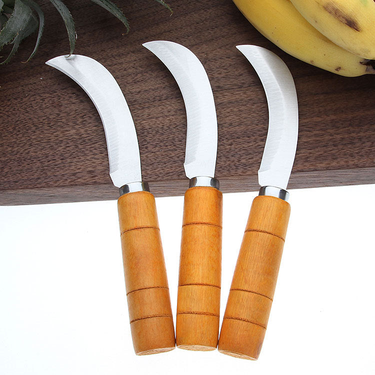 Two-yuan store stainless steel fruit knife pineapple knife wooden handle banana machete multi-function fruit peeling knife vegetable cutting knife