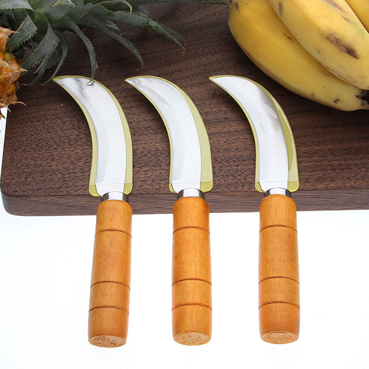 Two-yuan store stainless steel fruit knife pineapple knife wooden handle banana machete multi-function fruit peeling knife vegetable cutting knife