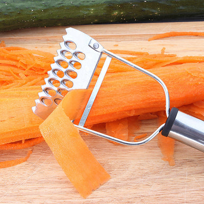 Stainless steel multi-purpose pull planer steel handle multi-function peeler household peeling knife melon planer fish scale planer spot