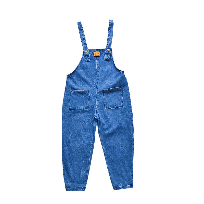 Girls denim overalls 2024 new spring and autumn children's middle and large children's fashionable overalls stylish trousers