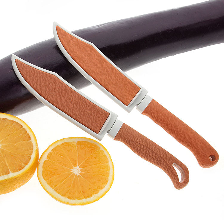 New two-yuan store department store yellow knife set stainless steel fruit knife home with protective cover travel knife peeling knife