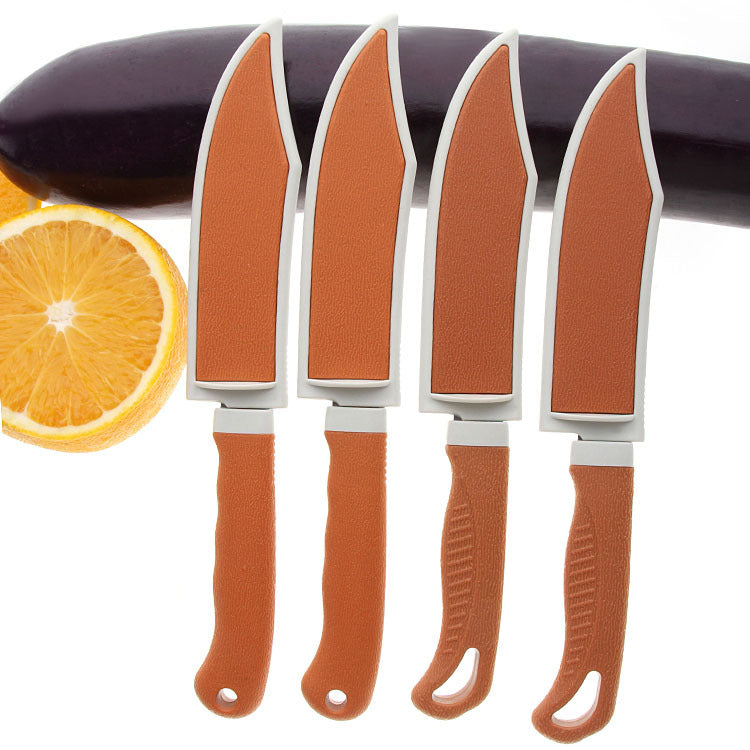 New two-yuan store department store yellow knife set stainless steel fruit knife home with protective cover travel knife peeling knife