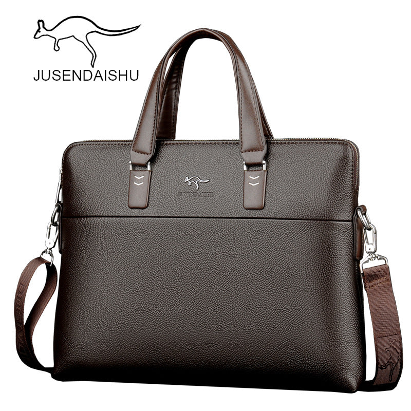 Giant Kangaroo Men's Bag Handbag Horizontal Business Briefcase Leather Bag Single Shoulder Fashion Factory Direct Sales 