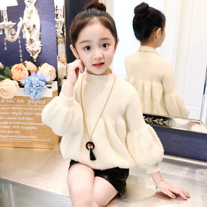 Girls sweater 2024 new spring and autumn stylish knitted sweater princess trend children's sweater dress pullover