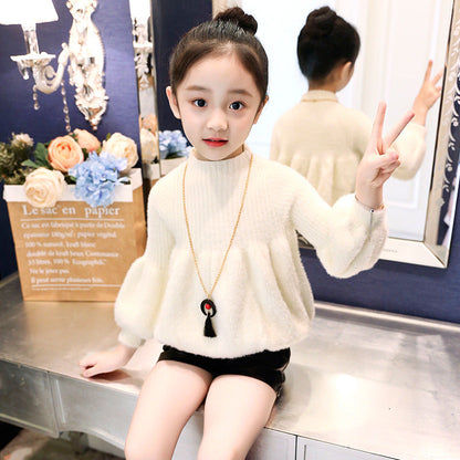 Girls sweater 2024 new spring and autumn stylish knitted sweater princess trend children's sweater dress pullover