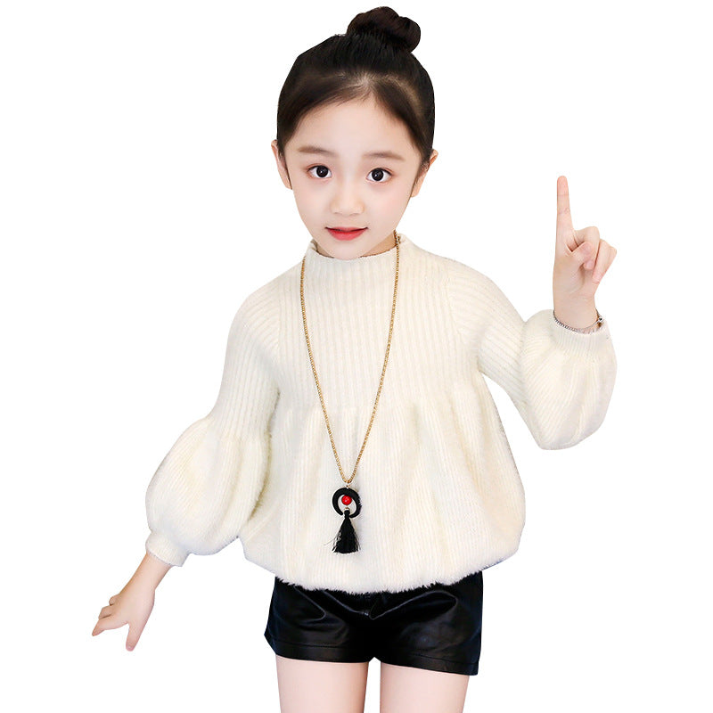 Girls sweater 2024 new spring and autumn stylish knitted sweater princess trend children's sweater dress pullover