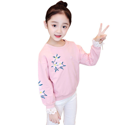 Girls' bottoming shirt 2024 new spring and autumn long-sleeved T-shirt T-shirt Western style small and medium-sized children's floral fashion tops jacket